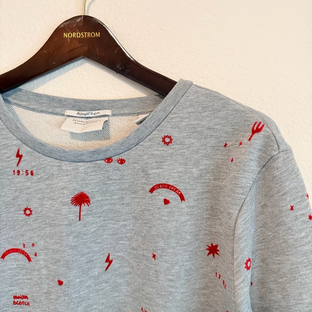 Scotch & Soda Maison Scotch Midnight Safari grey Sweatshirt, red print, szL, NWT - Picture 11 of 14
